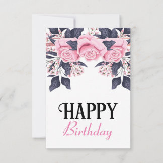 Agradecimiento Tarjeta de cumpleaños de rosa femenina bonita