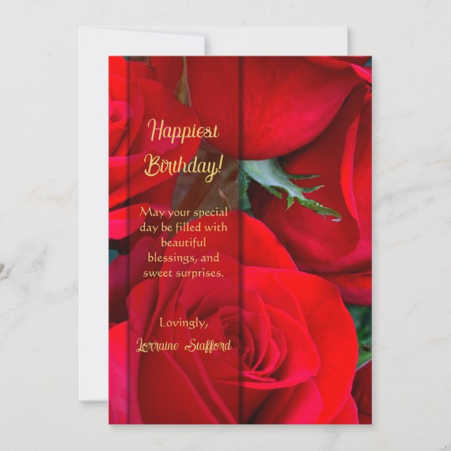 Agradecimiento Tarjeta de cumpleaños de rosa roja romántica (Anverso)