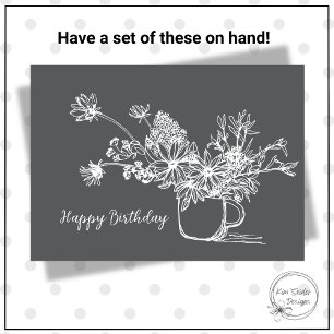 Agradecimiento Tarjeta de cumpleaños de taza de flores en blanco