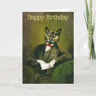 Agradecimiento Tarjeta de cumpleaños del caballero del gato vinta