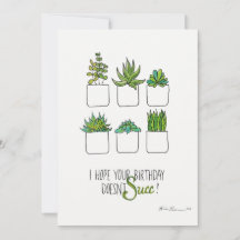 Tarjeta de cumpleaños divertida de suculentas, tar