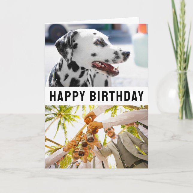 Agradecimiento Tarjeta de cumpleaños doblada 2 fotos y texto (Anverso)