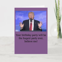 Tarjeta de cumpleaños "enorme fiesta" de Donald Tr