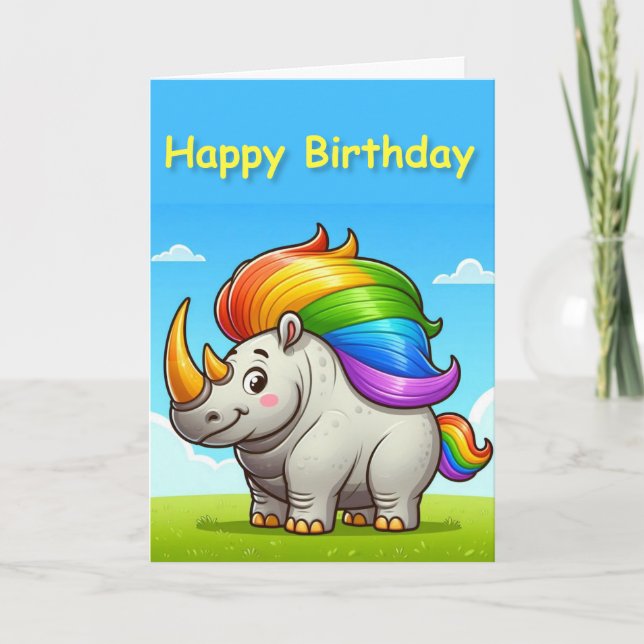 Agradecimiento Tarjeta de cumpleaños Fat Rhinoceros (Anverso)