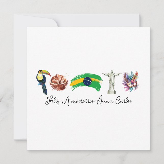 Agradecimiento Tarjeta de cumpleaños feliz brasileña, Feliz Anive (Anverso)