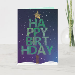 Agradecimiento Tarjeta de cumpleaños feliz de árbol de Navidad