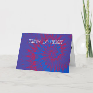 Agradecimiento Tarjeta de cumpleaños feliz de tinte azul y rojo
