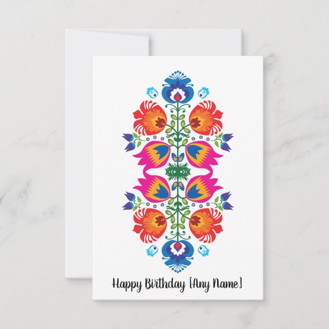 Agradecimiento Tarjeta de cumpleaños feliz del folklore del perso (Anverso)