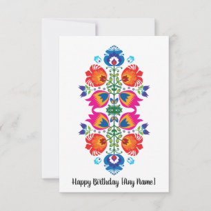 Agradecimiento Tarjeta de cumpleaños feliz del folklore del perso