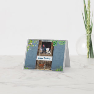 Agradecimiento Tarjeta de cumpleaños feliz - Gatos y pollos