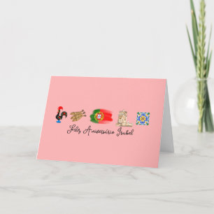 Agradecimiento Tarjeta de cumpleaños feliz portuguesa, Feliz Aniv