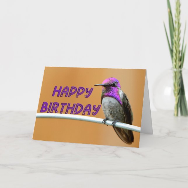 Agradecimiento Tarjeta de cumpleaños feliz Purple Hummingbird Pho (Anverso)