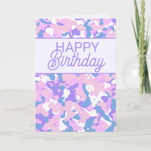 Agradecimiento Tarjeta de cumpleaños feliz Purple Pastel Camo
