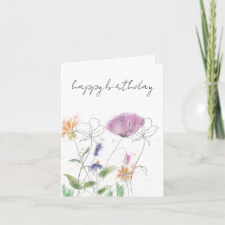 Agradecimiento Tarjeta de cumpleaños | Floral acuarela