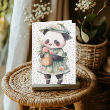 Tarjeta de cumpleaños Floral Panda
