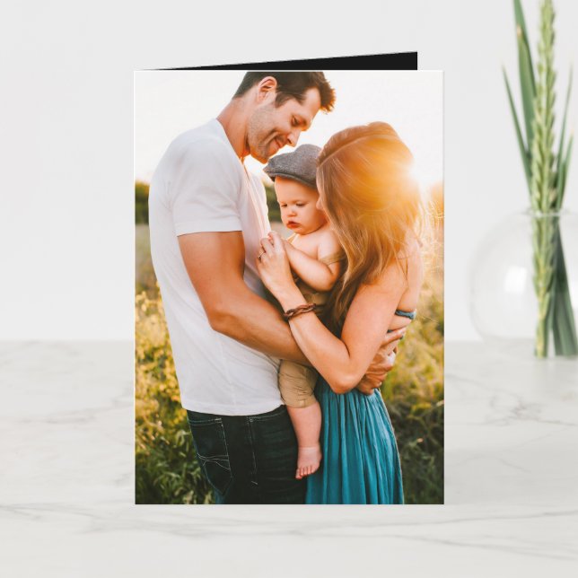 Agradecimiento Tarjeta de cumpleaños, foto plegada y texto (Anverso)