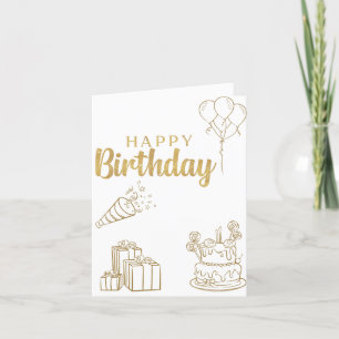 Agradecimiento Tarjeta de cumpleaños Golden Happy