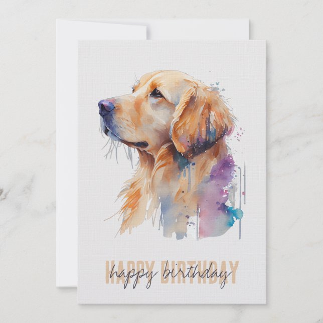 Agradecimiento Tarjeta de cumpleaños Golden Retriever (Anverso)