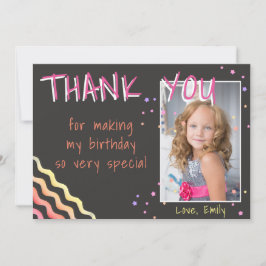 Agradecimiento Tarjeta de cumpleaños gracias Foto Estrellas Niña