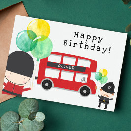 Agradecimiento Tarjeta de cumpleaños infantil con tema de autobús