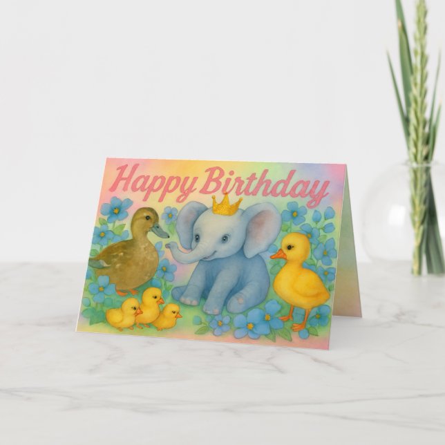 Agradecimiento Tarjeta de cumpleaños infantil: suministros para f (Anverso)