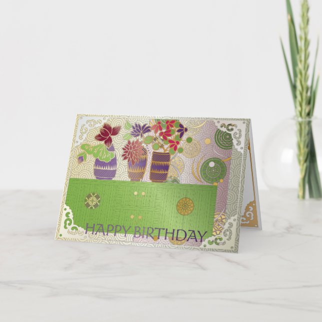 Agradecimiento Tarjeta de cumpleaños Mah Jongg Green Table (Anverso)