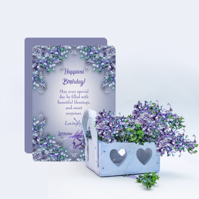 Agradecimiento Tarjeta de cumpleaños más feliz de lilas de primav (Subido por el creador)