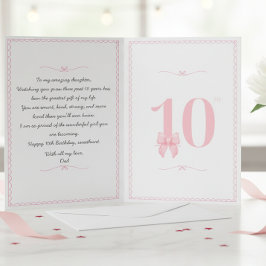 Agradecimiento Tarjeta de cumpleaños número 10 de papá a hija