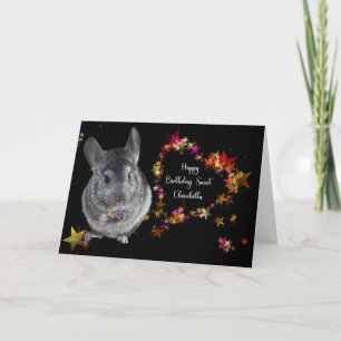 Agradecimiento Tarjeta de cumpleaños para Chinchilla Black con St