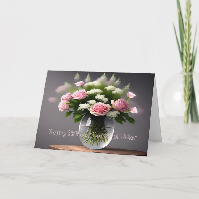 Agradecimiento Tarjeta de cumpleaños para Hermosas Hermanas Rosas (Anverso)