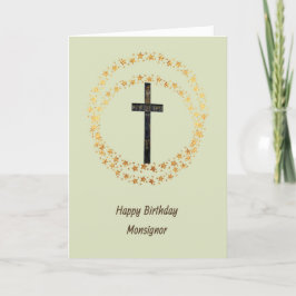 Agradecimiento Tarjeta de cumpleaños para Monsignor con Cruz