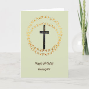 Agradecimiento Tarjeta de cumpleaños para Monsignor con Cruz