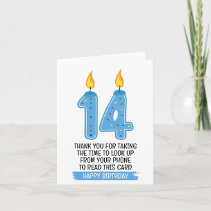 Agradecimiento Tarjeta de cumpleaños para niñas de 14 años - Brom