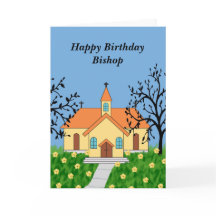 Tarjeta de cumpleaños para obispo ilustrada Iglesi