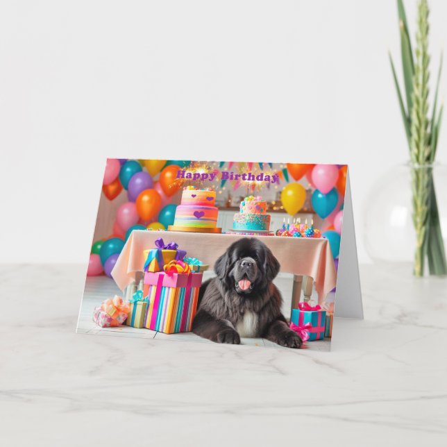 Agradecimiento Tarjeta de cumpleaños para perro de Terranova (Anverso)