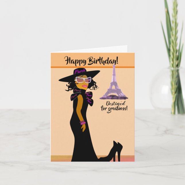 Agradecimiento Tarjeta de cumpleaños para prima afroamericana her (Anverso)