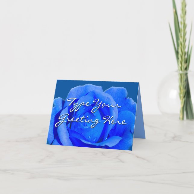 Agradecimiento Tarjeta de Cumpleaños Personalizada Flores Azules  (Anverso)