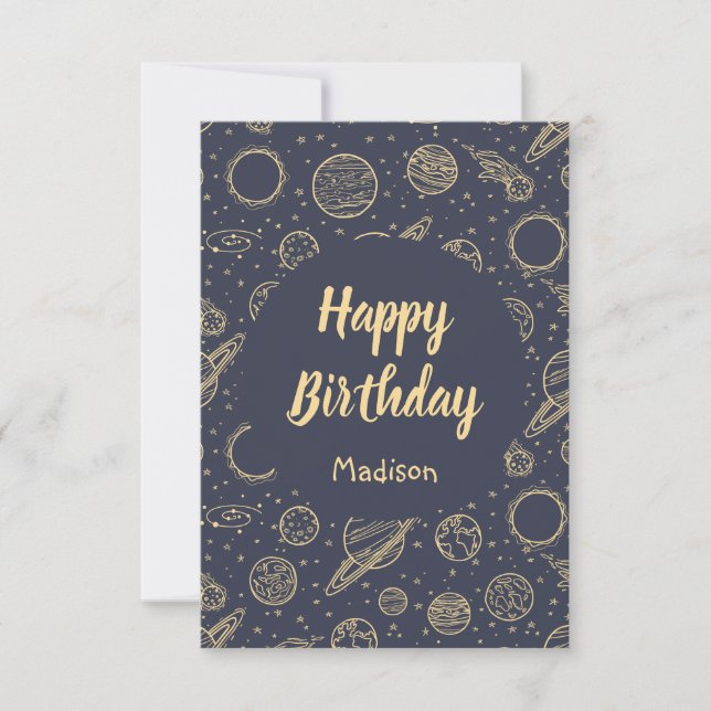 Agradecimiento Tarjeta de cumpleaños personalizada para el espaci (Anverso)