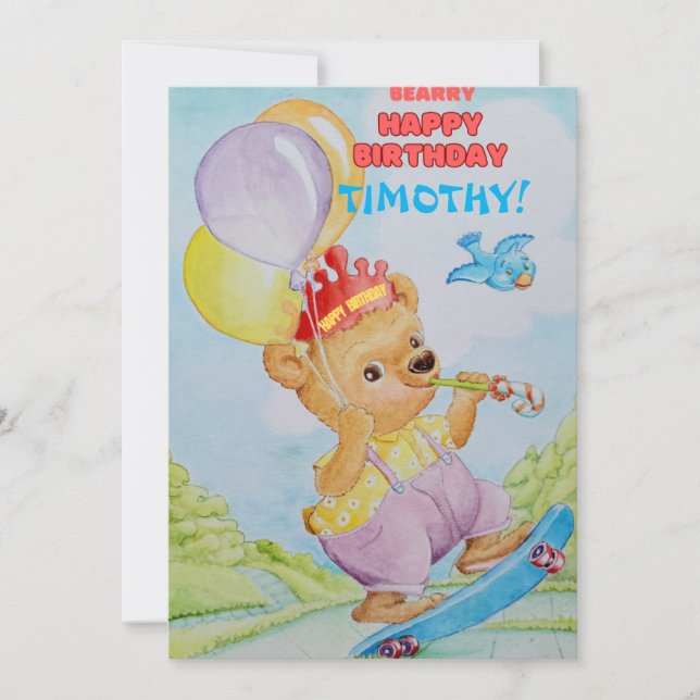 Agradecimiento Tarjeta de cumpleaños personalizada para niños (Anverso)