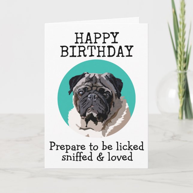 Agradecimiento Tarjeta de cumpleaños personalizado de su Pug (Anverso)
