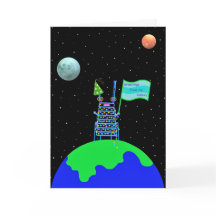 Tarjeta de cumpleaños plegada Alien diversión por 