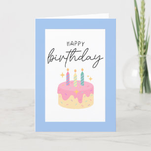 Agradecimiento Tarjeta de cumpleaños plegada con borde azul