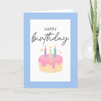 Agradecimiento Tarjeta de cumpleaños plegada con borde azul