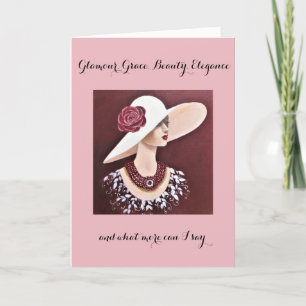 Agradecimiento Tarjeta de cumpleaños plegada/DAMA HERMOSA Y ELEGA