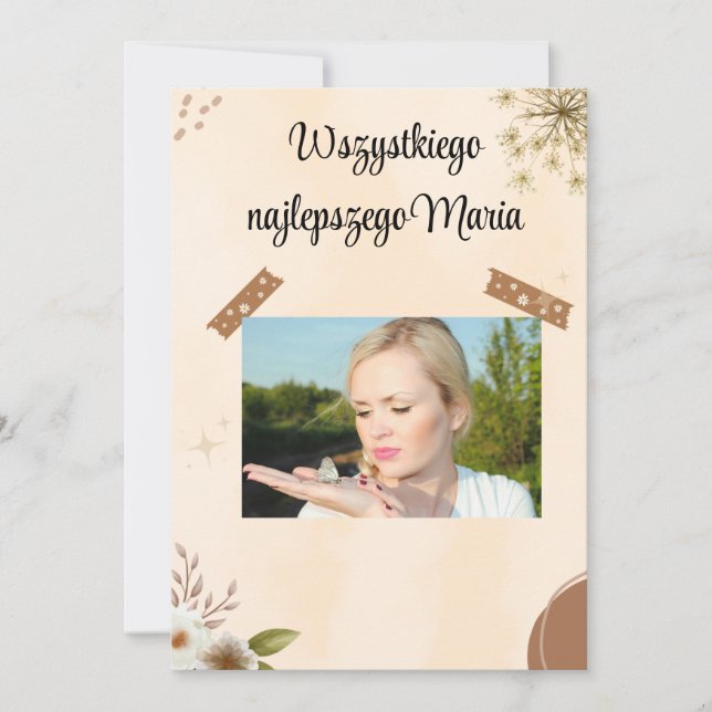 Agradecimiento Tarjeta de cumpleaños polaca (Anverso)