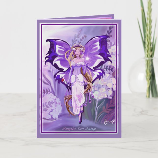 Agradecimiento Tarjeta de cumpleaños Purple Sun Fairy (Anverso)
