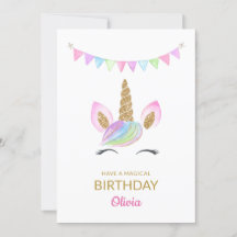 Tarjeta de cumpleaños Rainbow Pastel Magical Unico