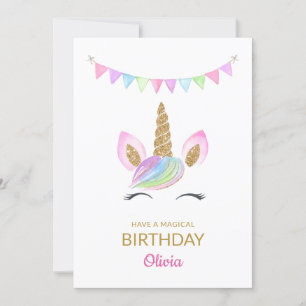 Agradecimiento Tarjeta de cumpleaños Rainbow Pastel Magical Unico