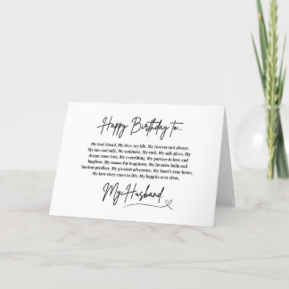 Agradecimiento Tarjeta de cumpleaños romántica para marido