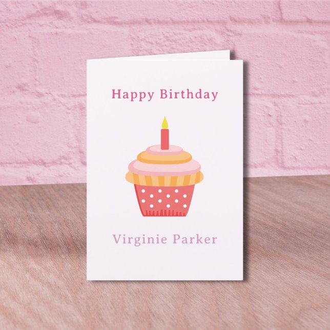 Agradecimiento Tarjeta de cumpleaños rosada Cupcake (Cupcake Pink Birthday Card )